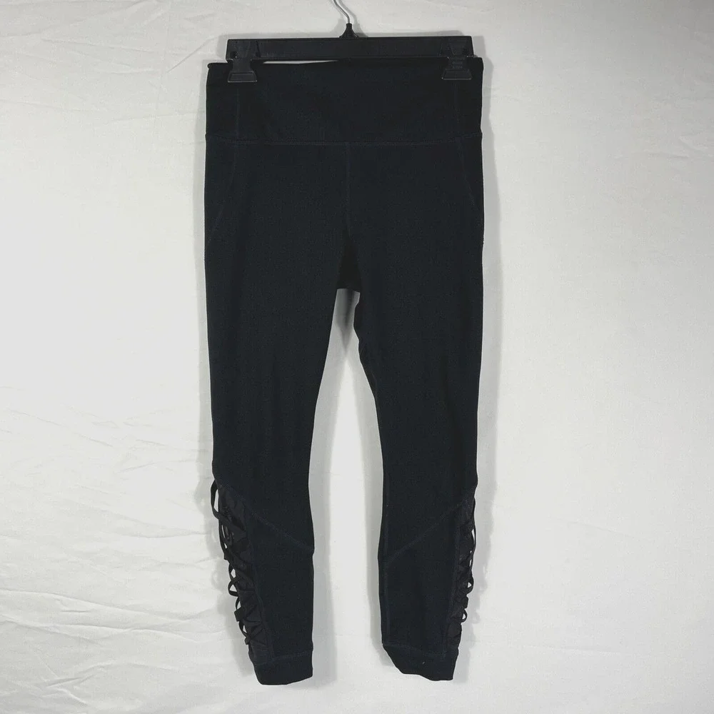 Fabletics Leggings Women's Size‎ XS Black Powerhold Stretch Athleisure Laced